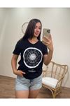 BURÇ BASKILI TSHIRT- SİYAH